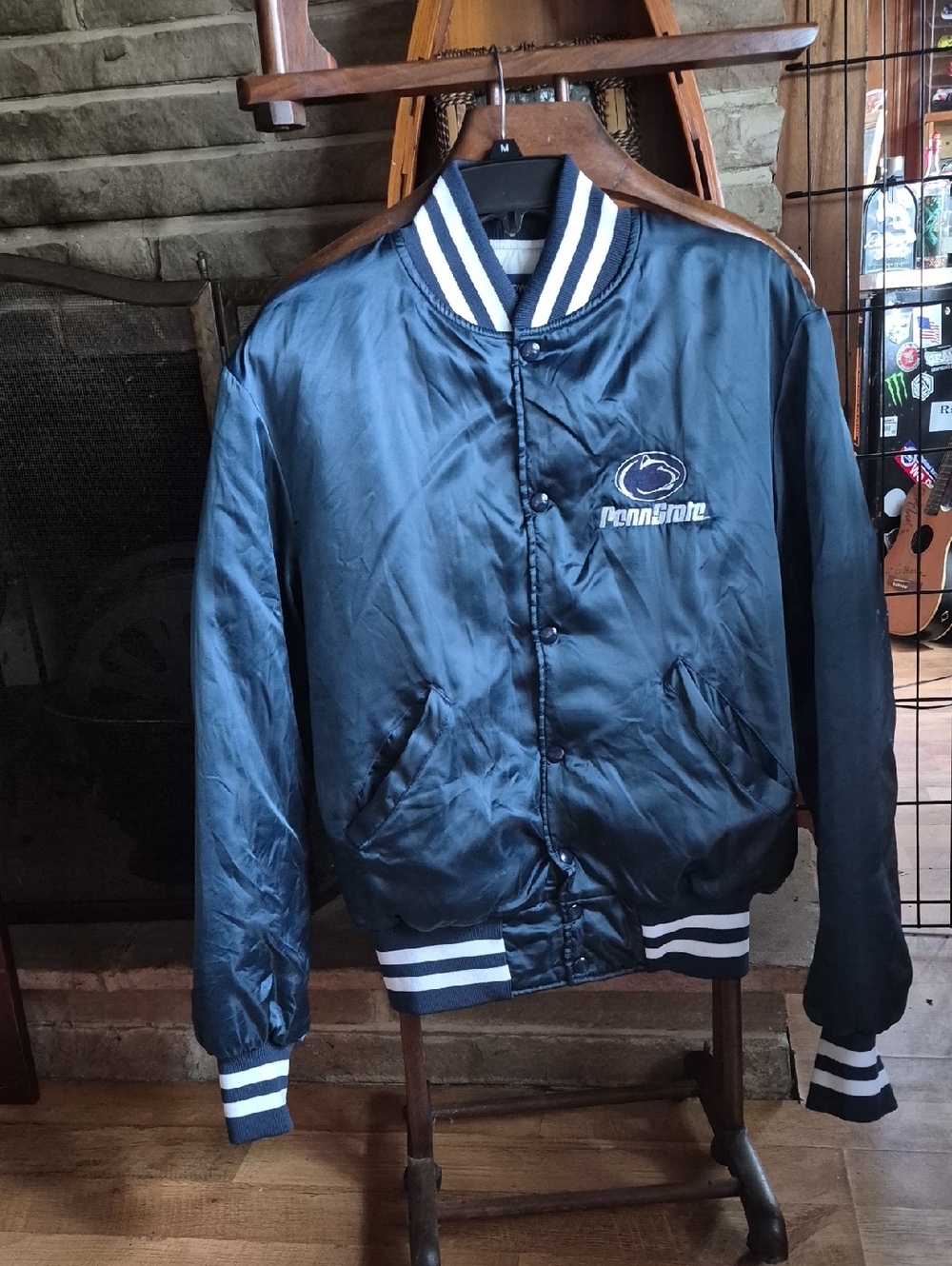 Holloway Navy Blue Penn State Varsity Jacket with White Trim